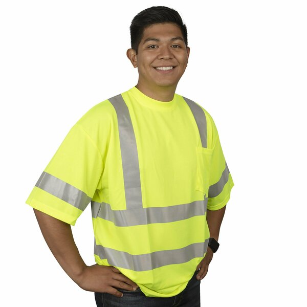 Cordova COR-BRITE Short Sleeve Shirts, Lime, 2in Silver Reflective Tape, 3XL V4313XL